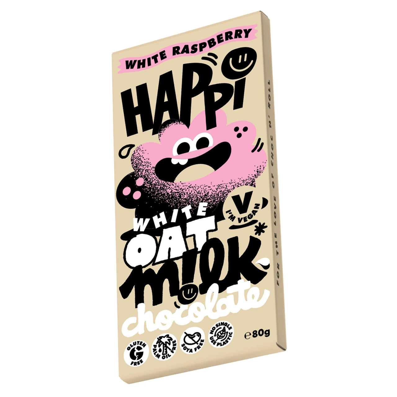 Happi White Raspberry Oat Milk Chocolate - 80g