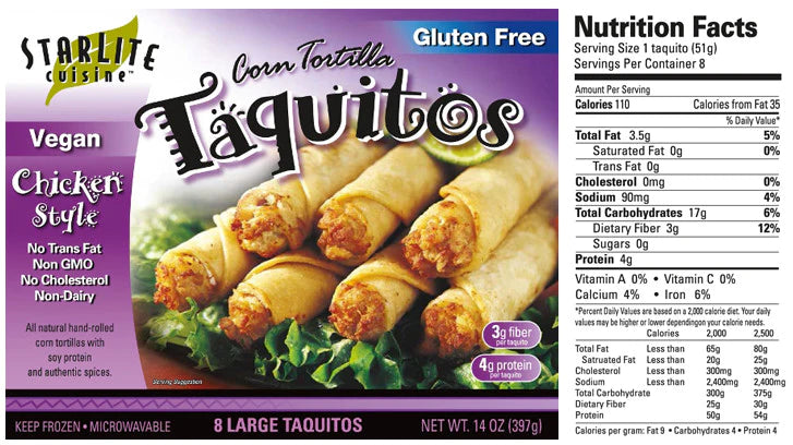 StarLite Cuisine Chicken Style Gluten Free Taquitos - 298g